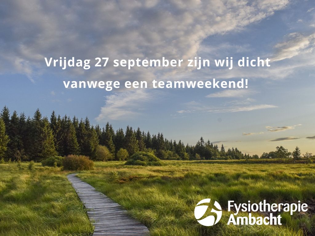 Vrijdag 27 september zijn wij gesloten